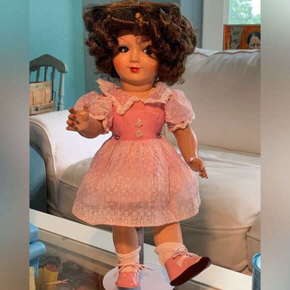 Flirty Eye MMM Pink Dress Antique Doll - Picture 2 of 9